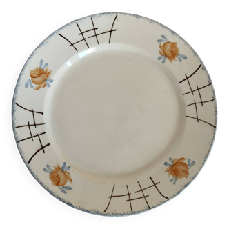 Vintage Round Earthenware Serving Dish - Delicate Floral Decor