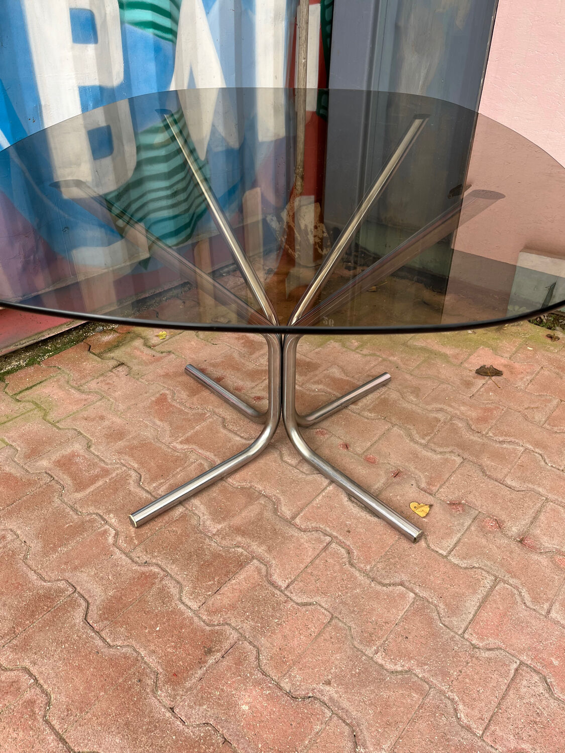 Vintage smoked glass table