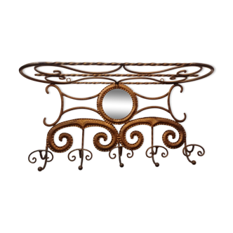 COAT RACK MIRROR IRON GOLDEN 60S