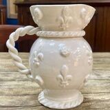 Pitcher and its glass in white earthenware from Malicorne