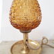 Lampe vintage ambrée pointe de diamant montée sur bougeoir