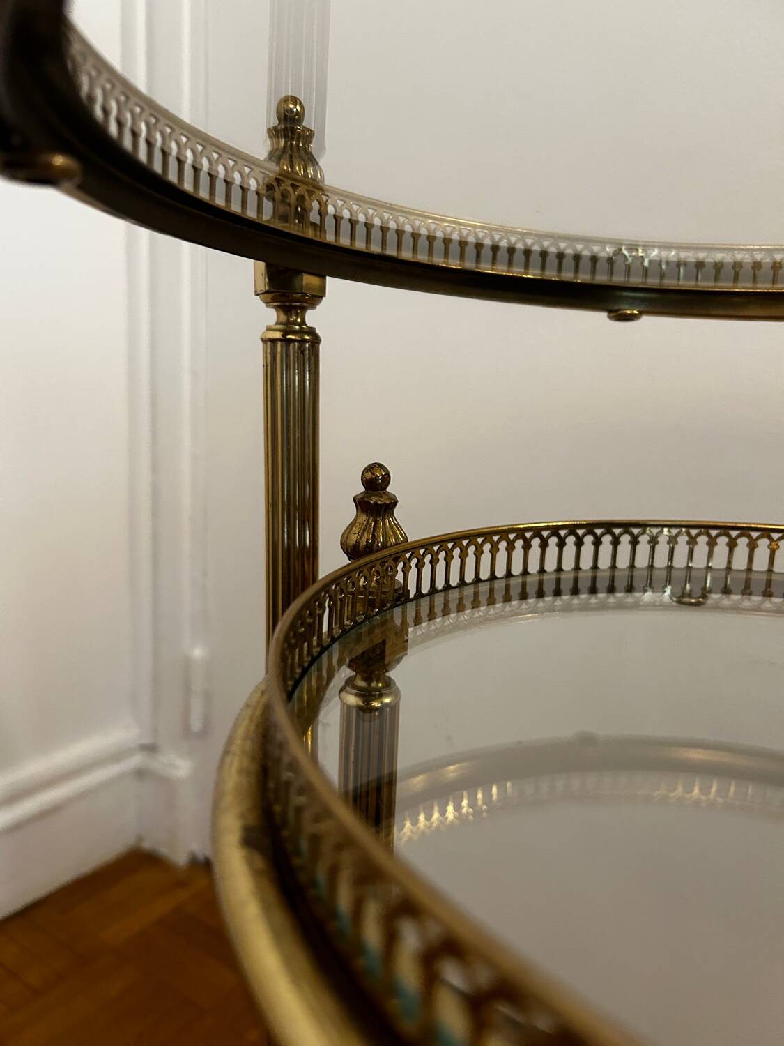 Brass and glass nesting table