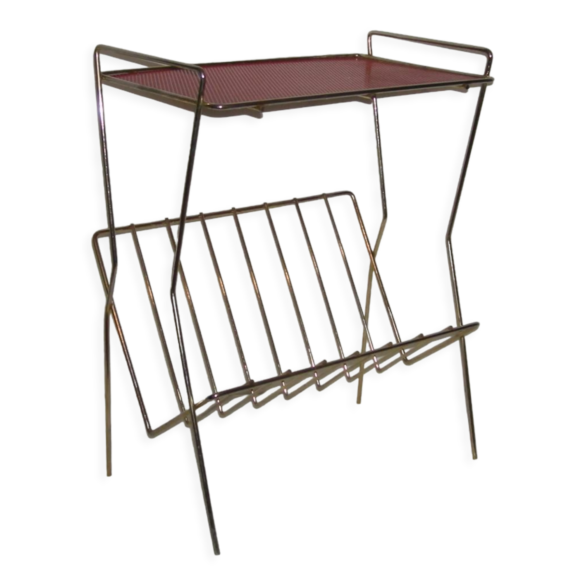 Side table with magazine holder from the 50s