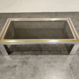 Vintage chrome and brass coffee table, 1970s