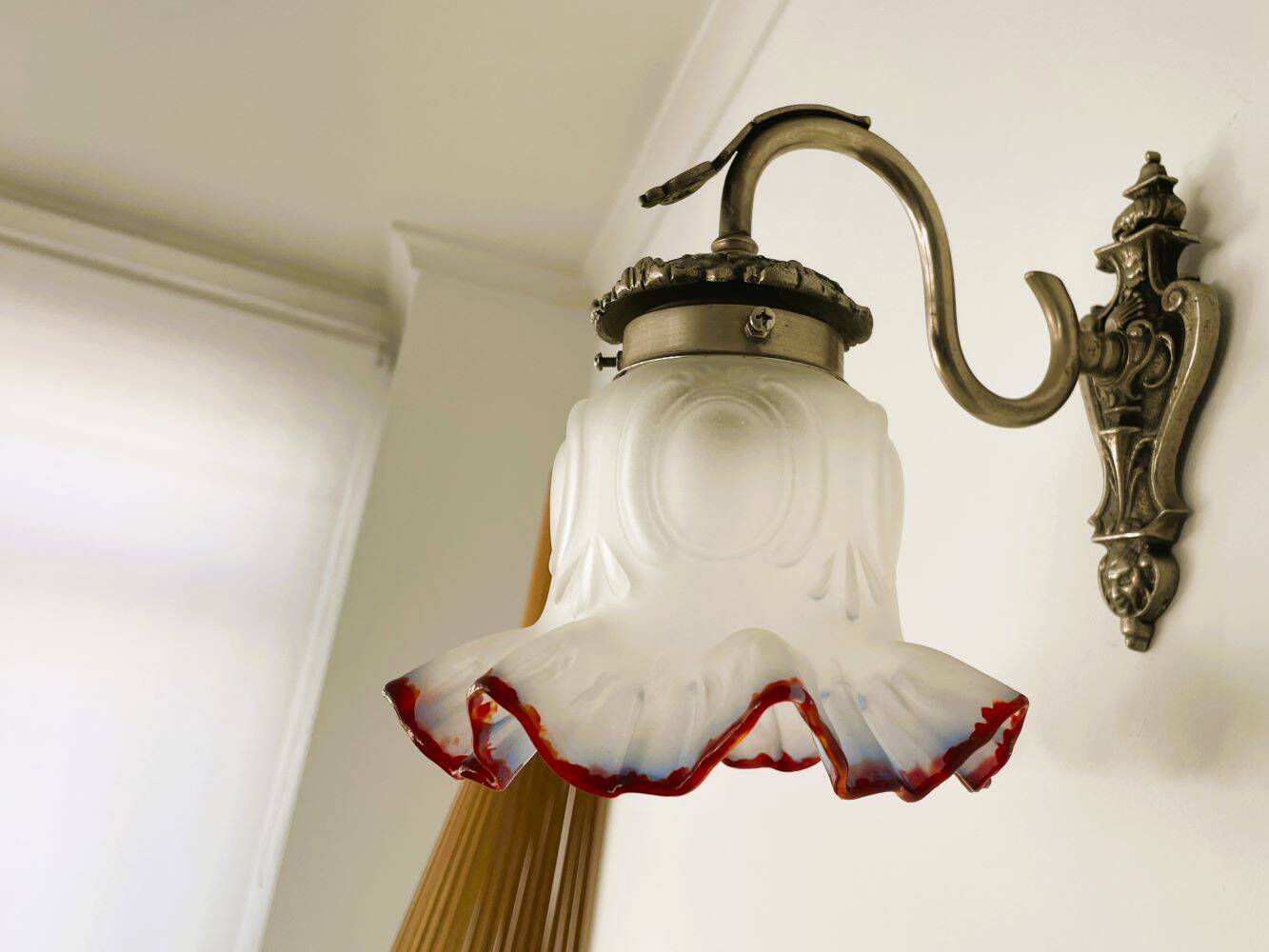 Portuguese mid century frosted glass tulip wall sconce lamp