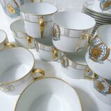 Limoges Ribes porcelain tea and coffee service, gold, silver, iridescent mother-of-pearl, Art Deco