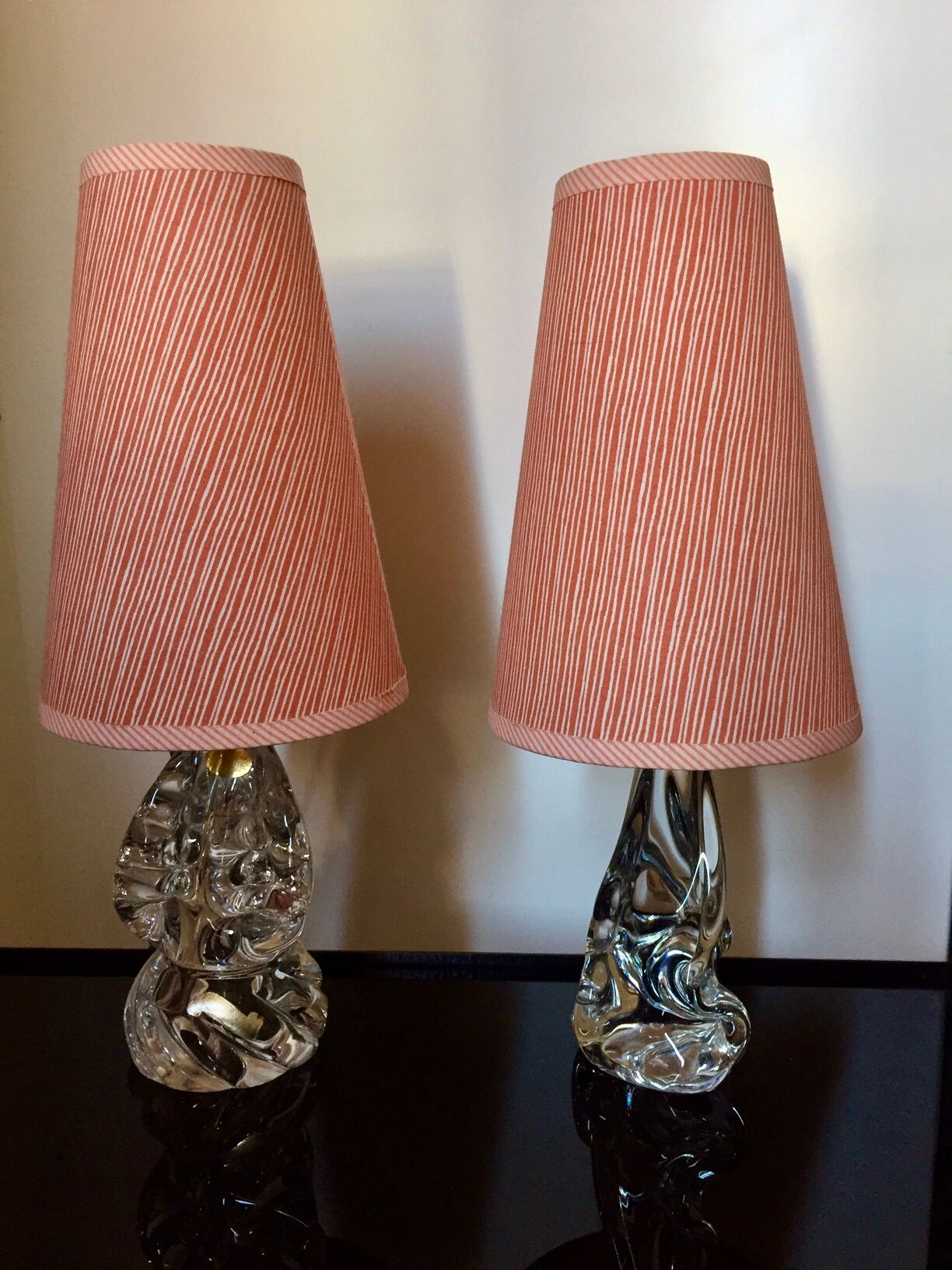 Pair of lamps, Crystal foot