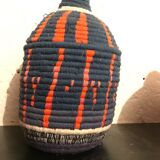 Pannier Berber in red and Black wool and raffia