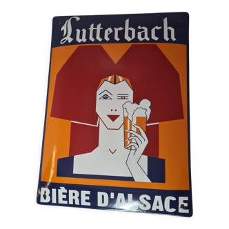 Plaque émaillée bière d'alsace lutterbach