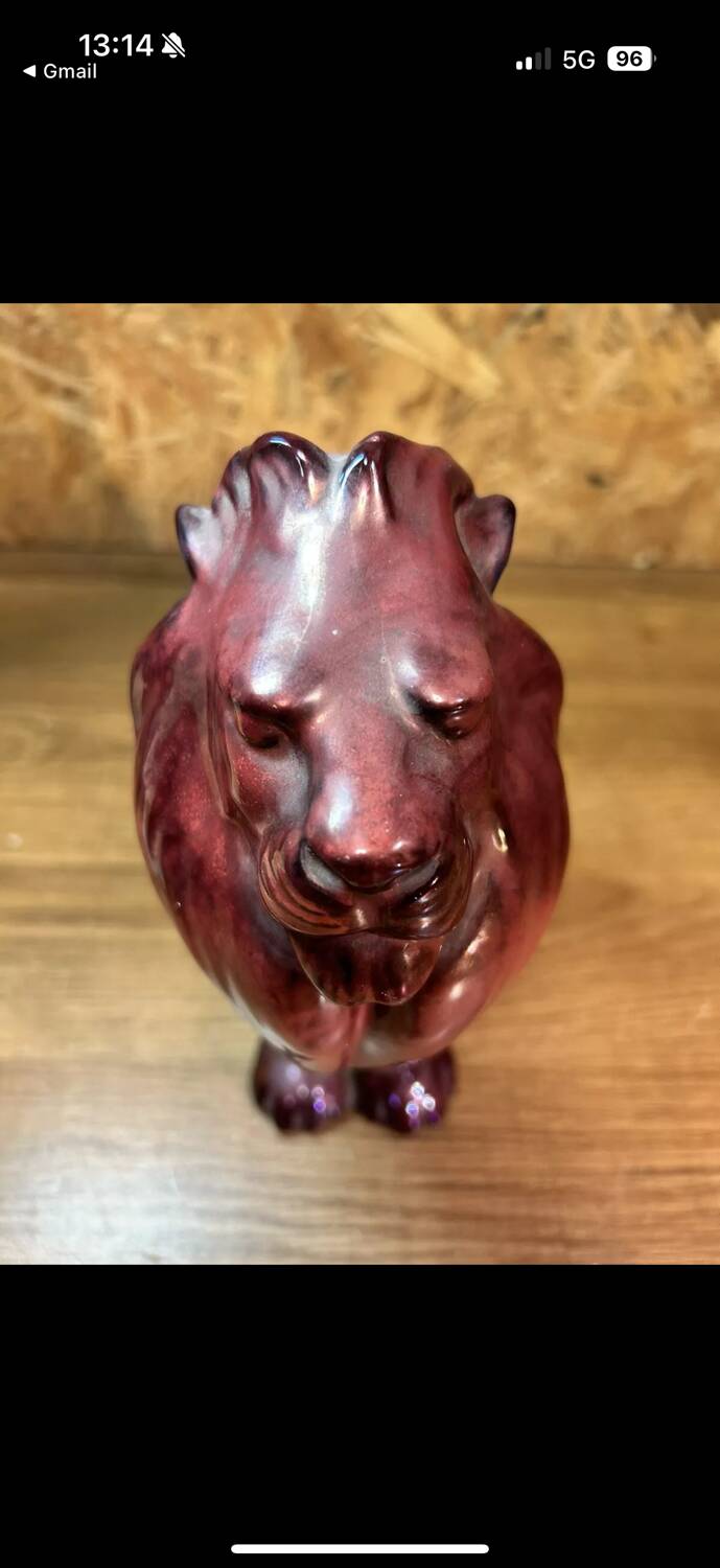 Lion en céramique vernissée, Karl Hansen Reistrup pour Kähler, Danemark fin XIXème