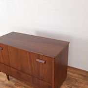 Mid-Century Pair of Polish Armchairs and Walnut Cabinet, 1960s, Set of 3.