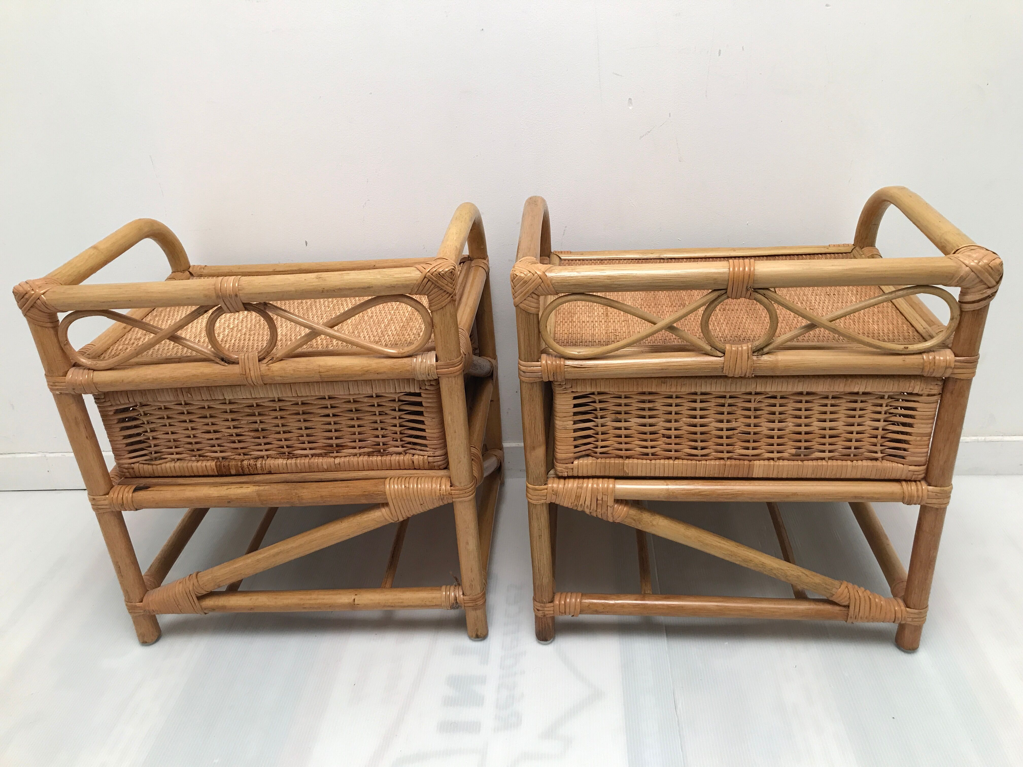 Vintage bamboo and rattan bedsides