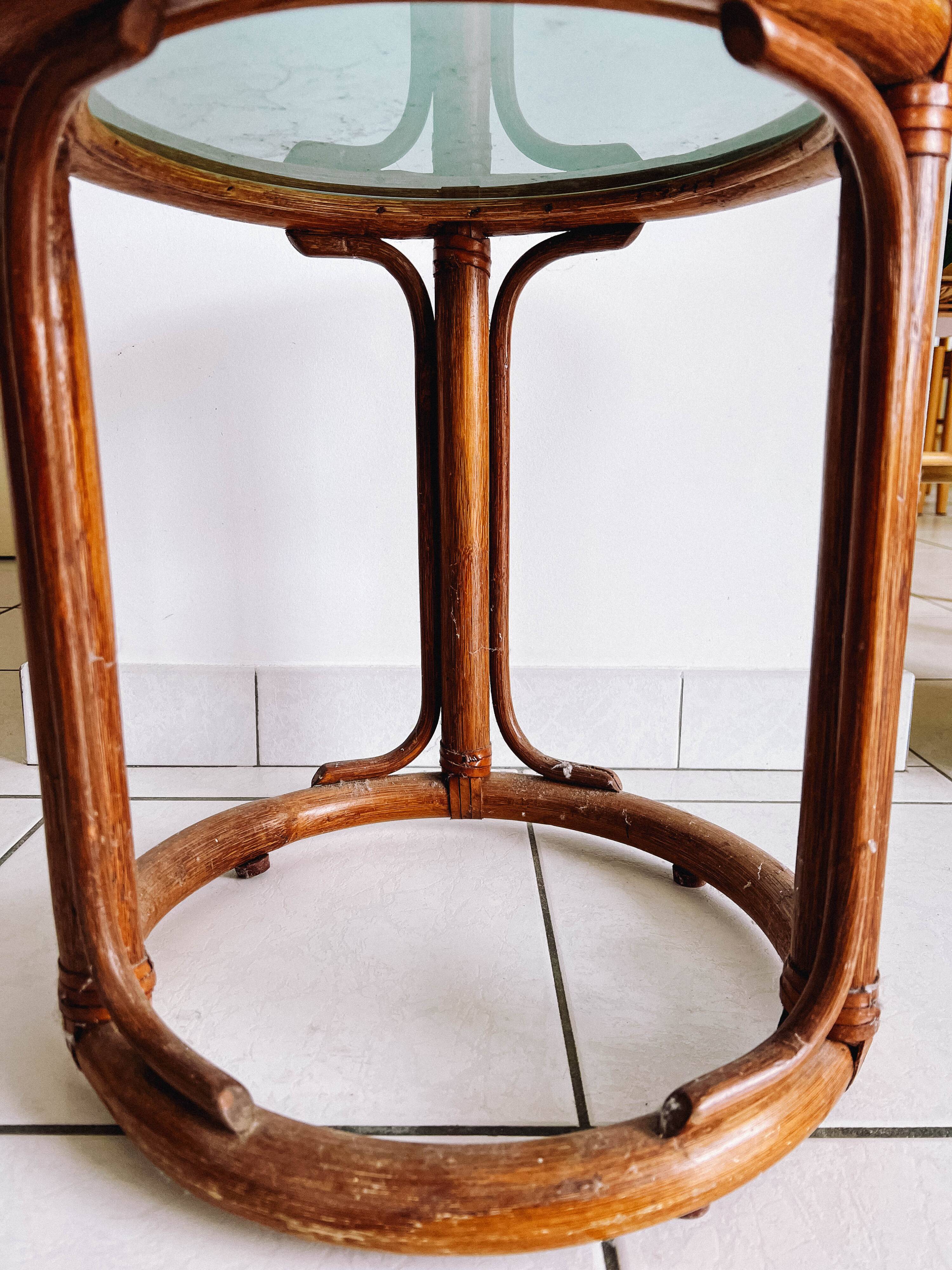 Round rattan coffee table from the 60s