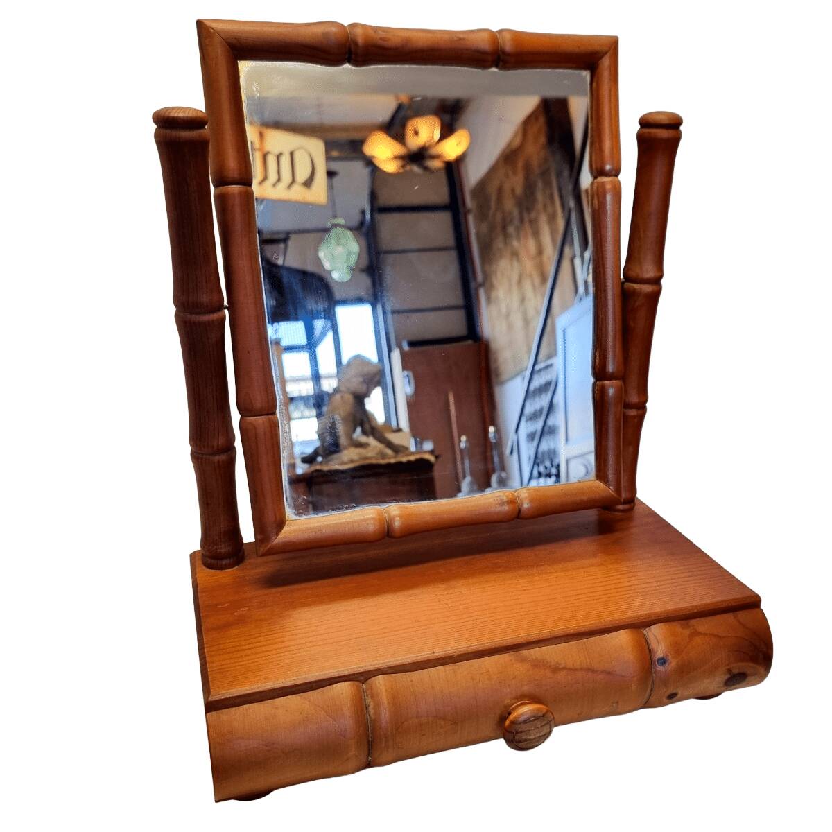 Vintage French Wooden Table Mirror, mid-century