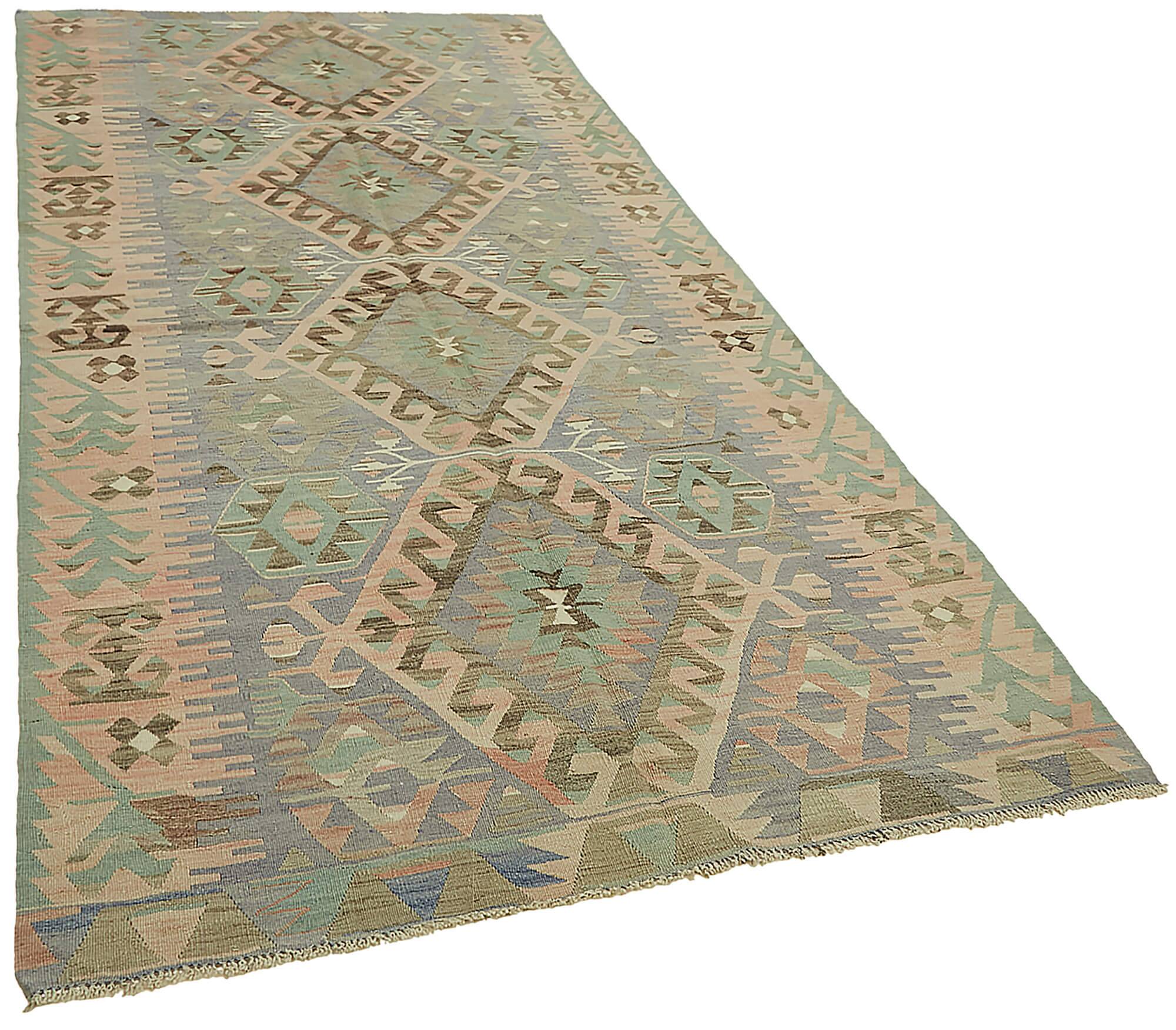 Turkish Handmade Vintage Anatolian Kilim 158 cm x 306 cm