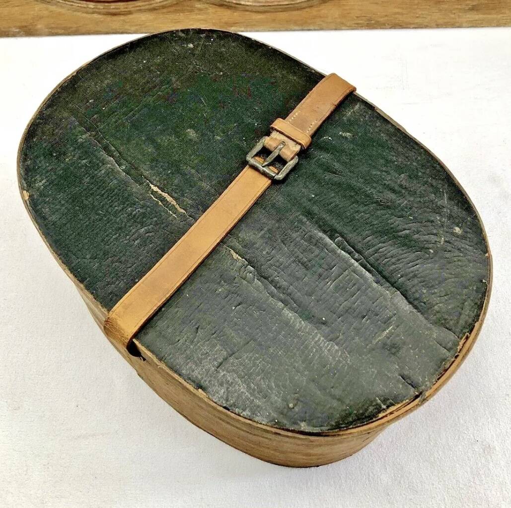 Old bent wood fur hat box