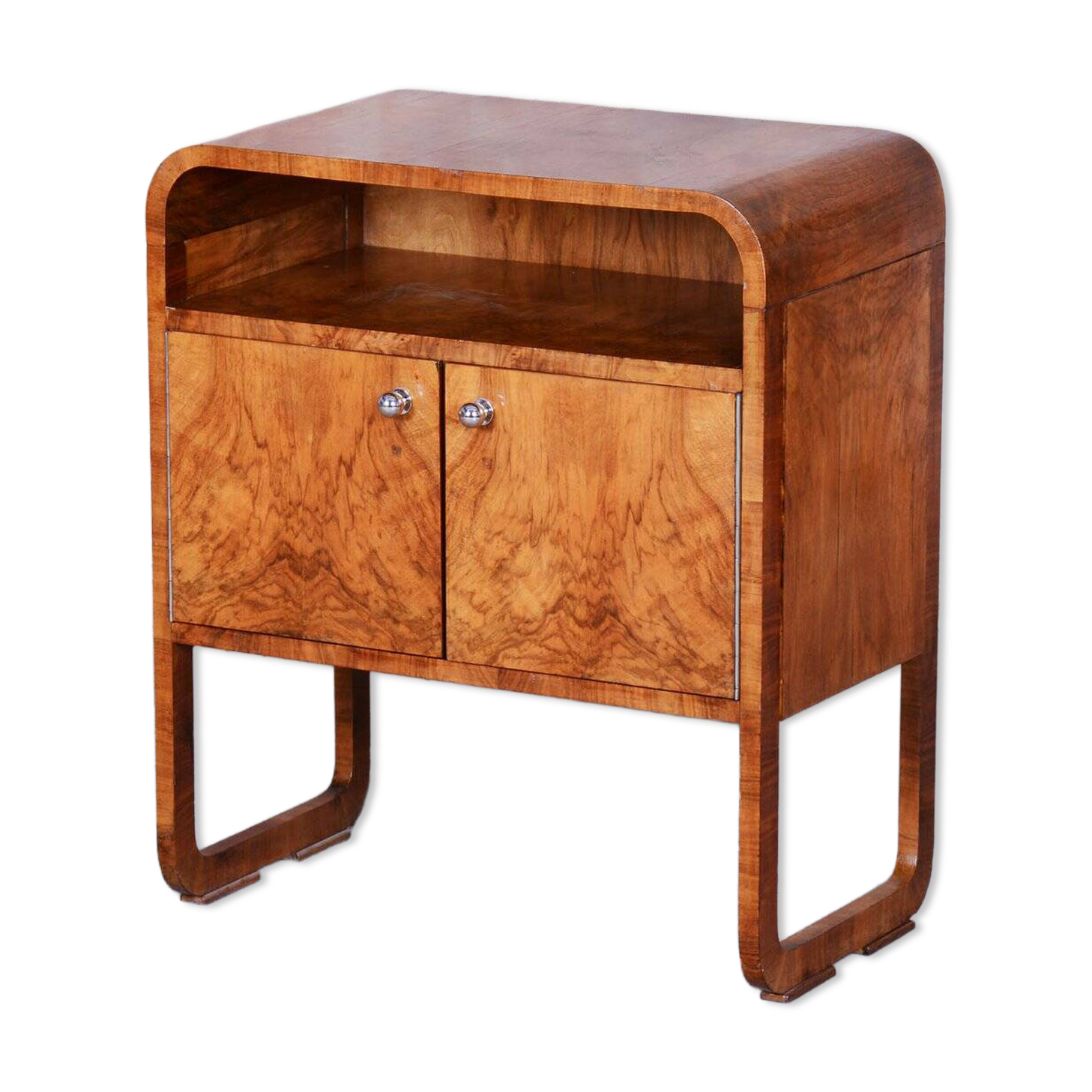 Art Deco Cabinet in Walnut & Veneer, Czech, 1920s