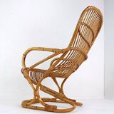 Italian Bamboo Armchair in the style of Tito Agnoli for Bonacina, 1960s