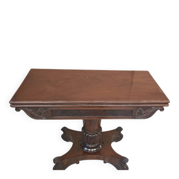 Table de jeu en livre ancien en acajou.
