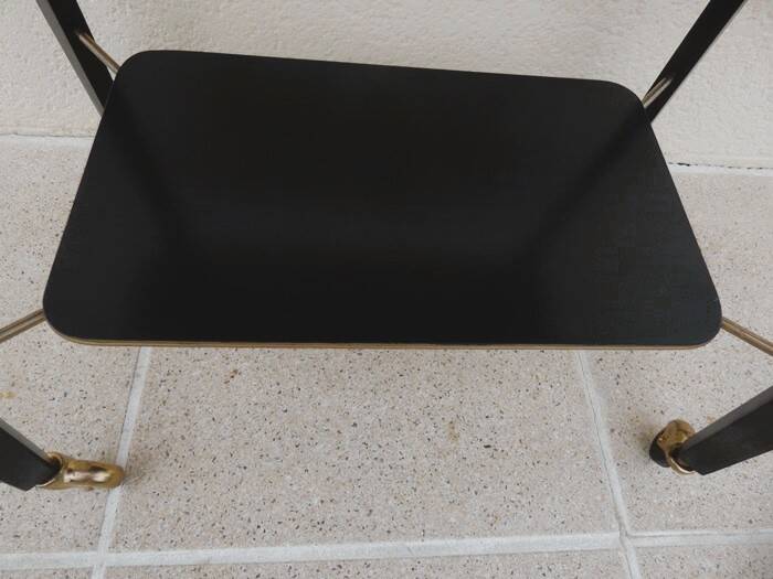 Vintage all-purpose piece of furniture from the 70s on casters with two shelves