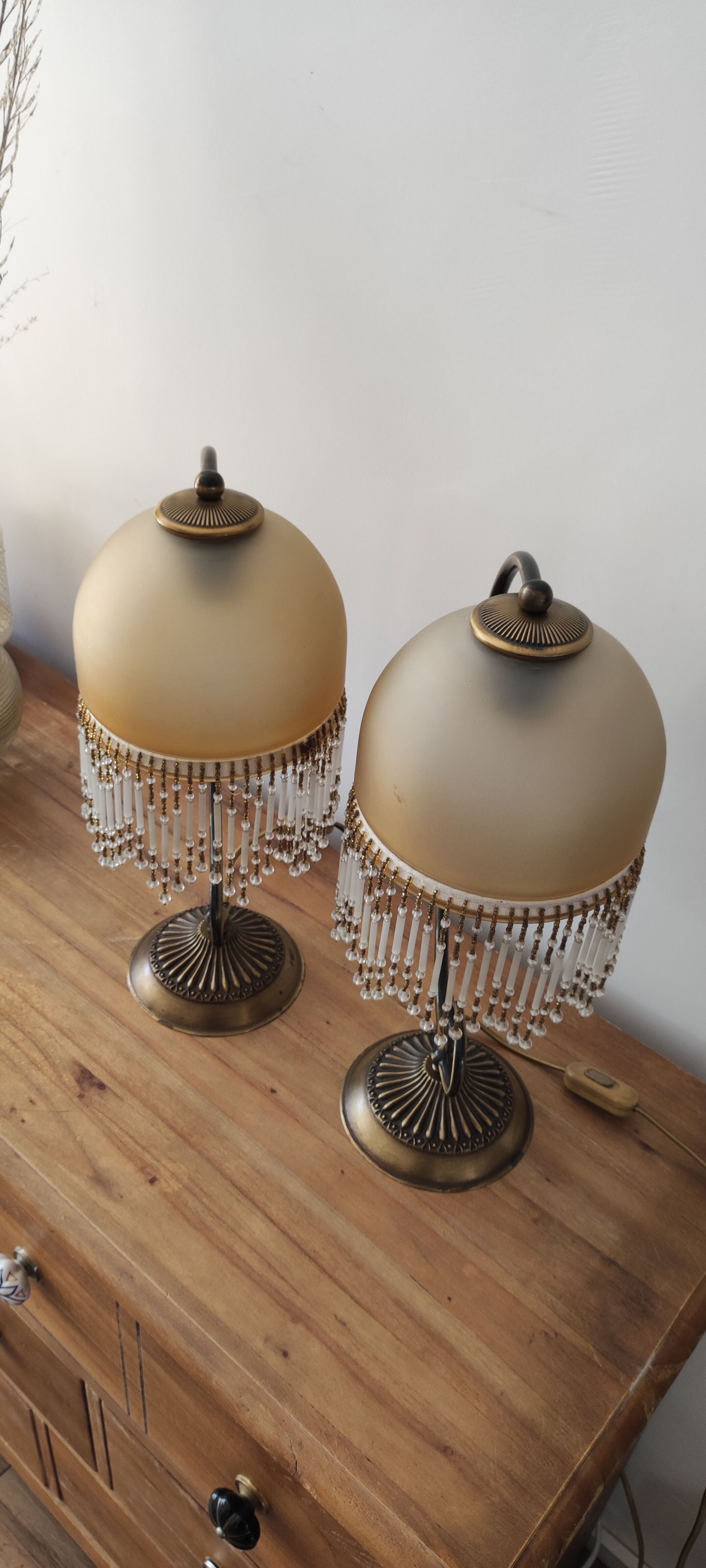 Pair of bedside lamps with grapevines