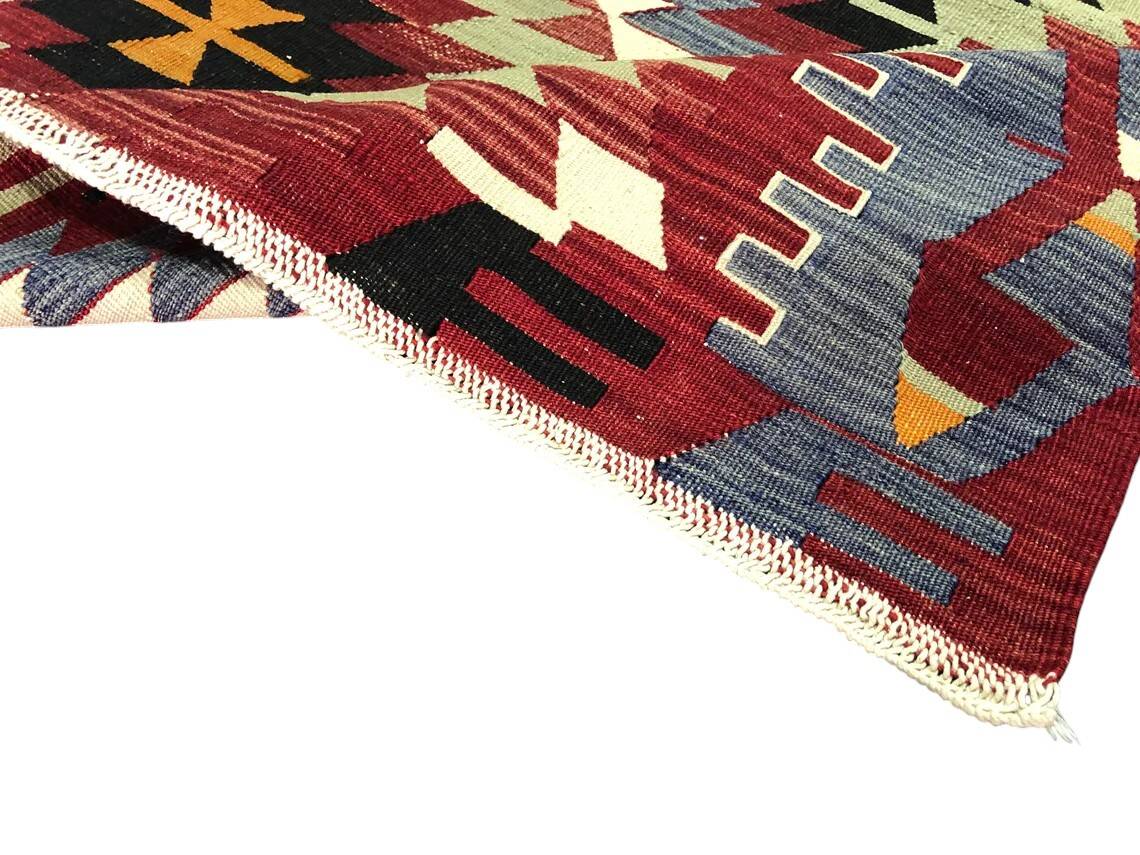Oushak Geometric Wool Kilim Rug