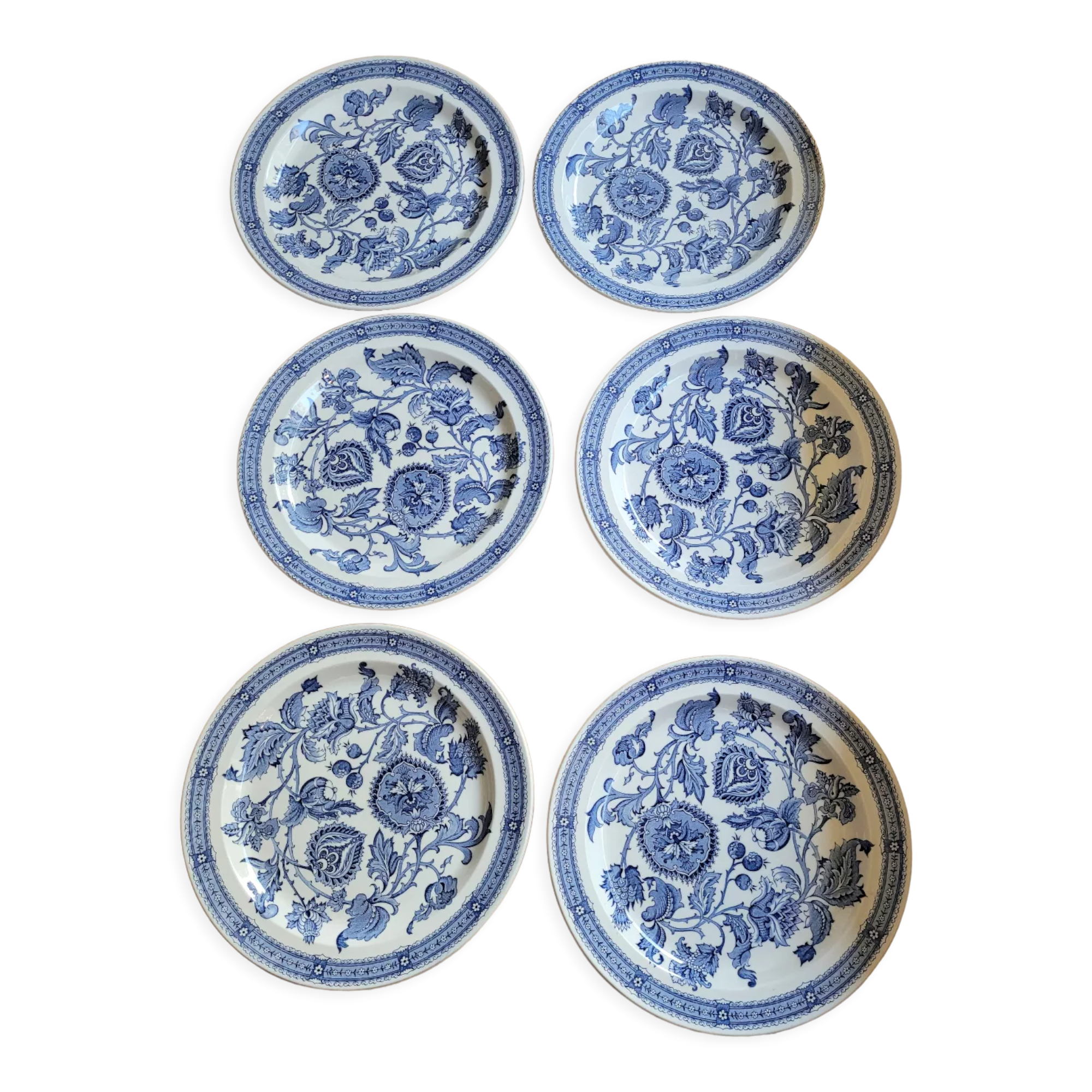 Set of 6 flat plates Ridgway Jacobean