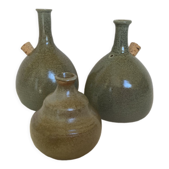 Trio de vases soliflores céramique pottery la meuse