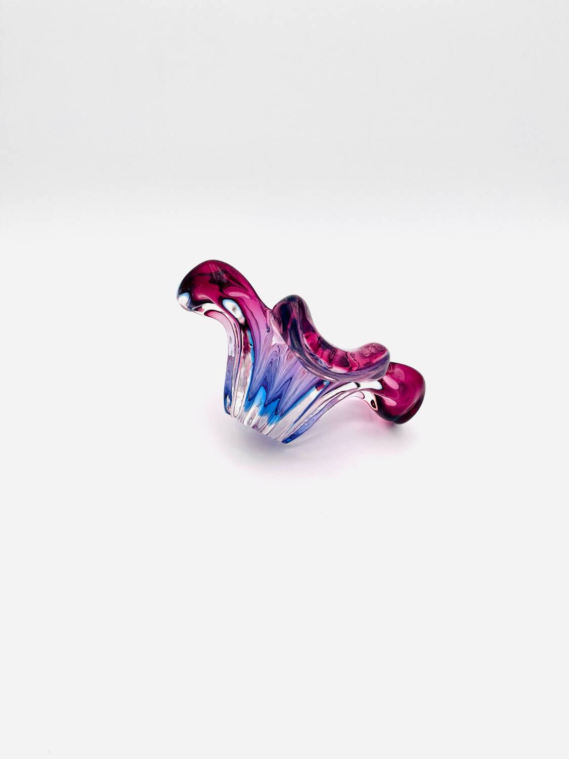 Sculptural bowl by Josef Hospodka, Bohemian Crystal, Chribska, circa 1960.