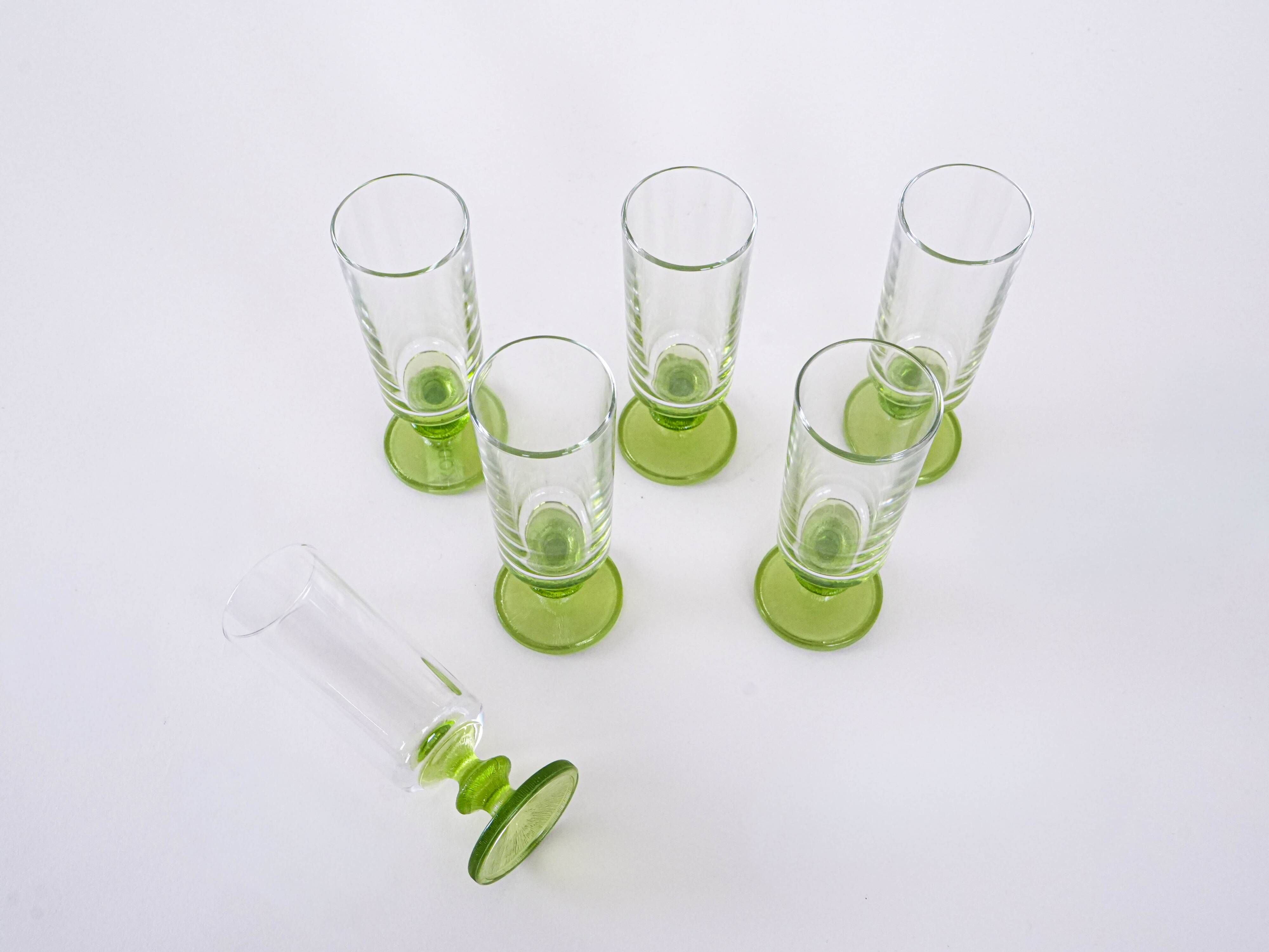 Set of six glasses, Italian design, 1970s, made in Italy