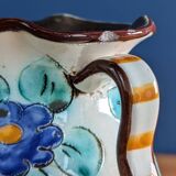 Handled vase with multicolored floral decoration, Cerart Monaco, numbered 12.5cm