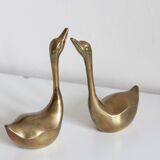 Pair of vintage brass swans