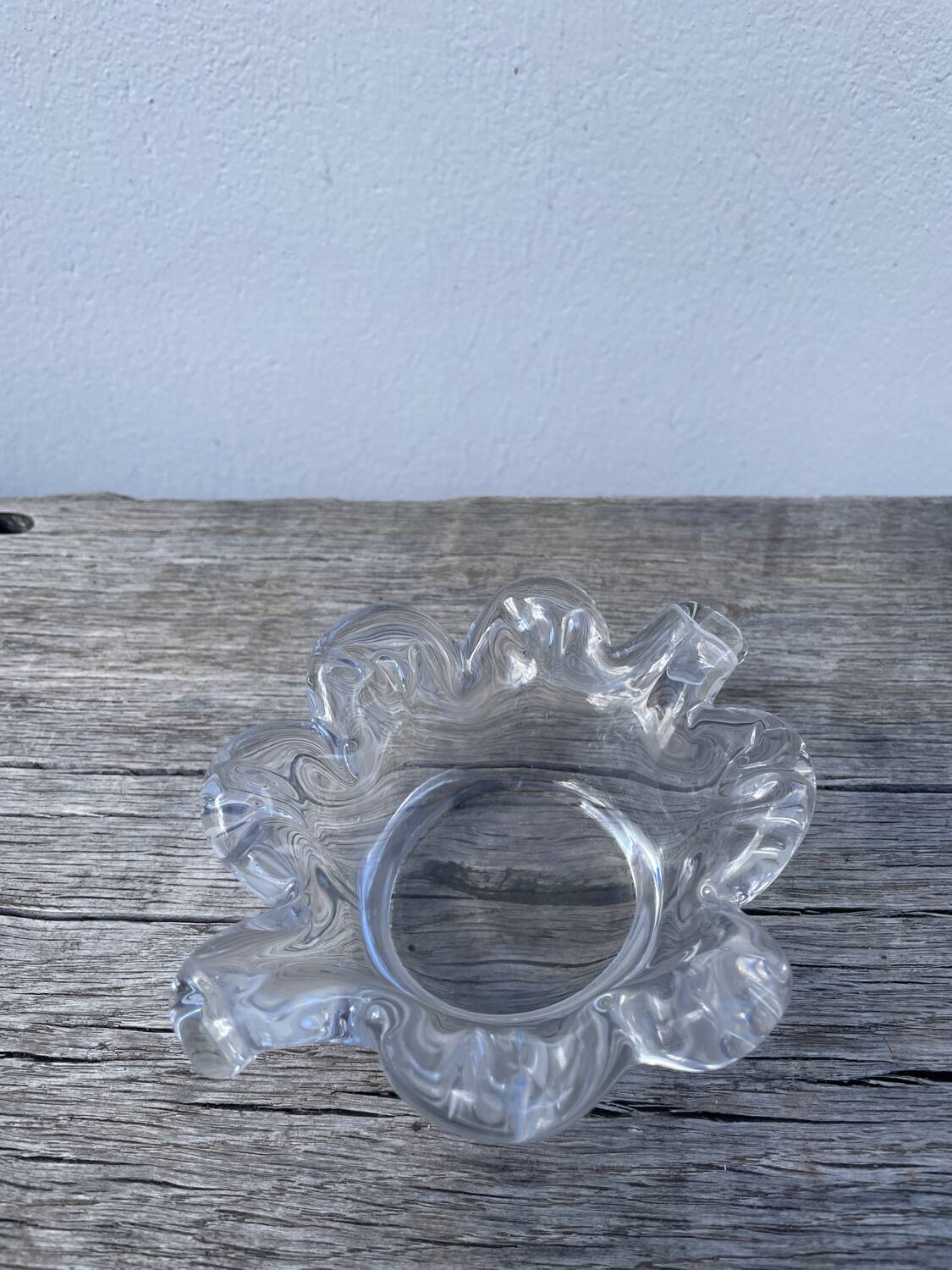Crystal tea light candle holder in glass Cristallerie Lorraine