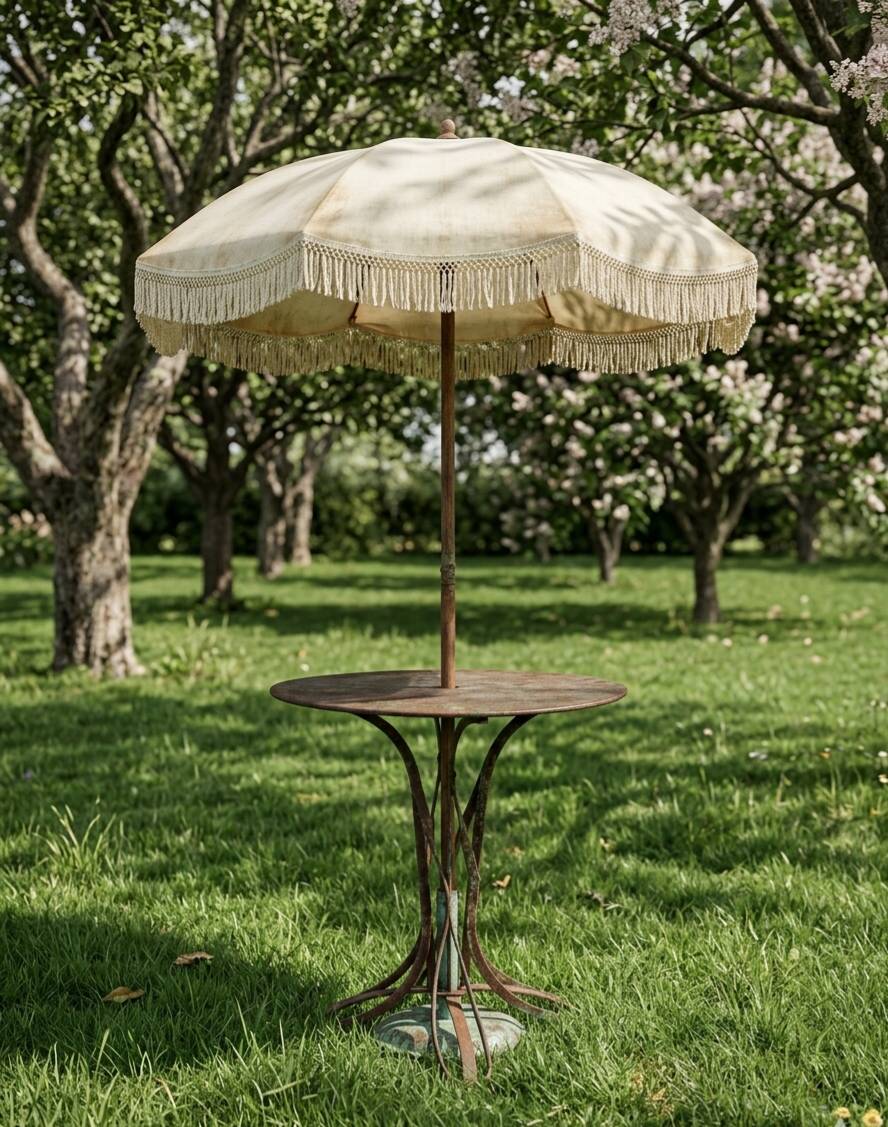 Table de jardin Eiffel en fer forgé riveté du XIXe