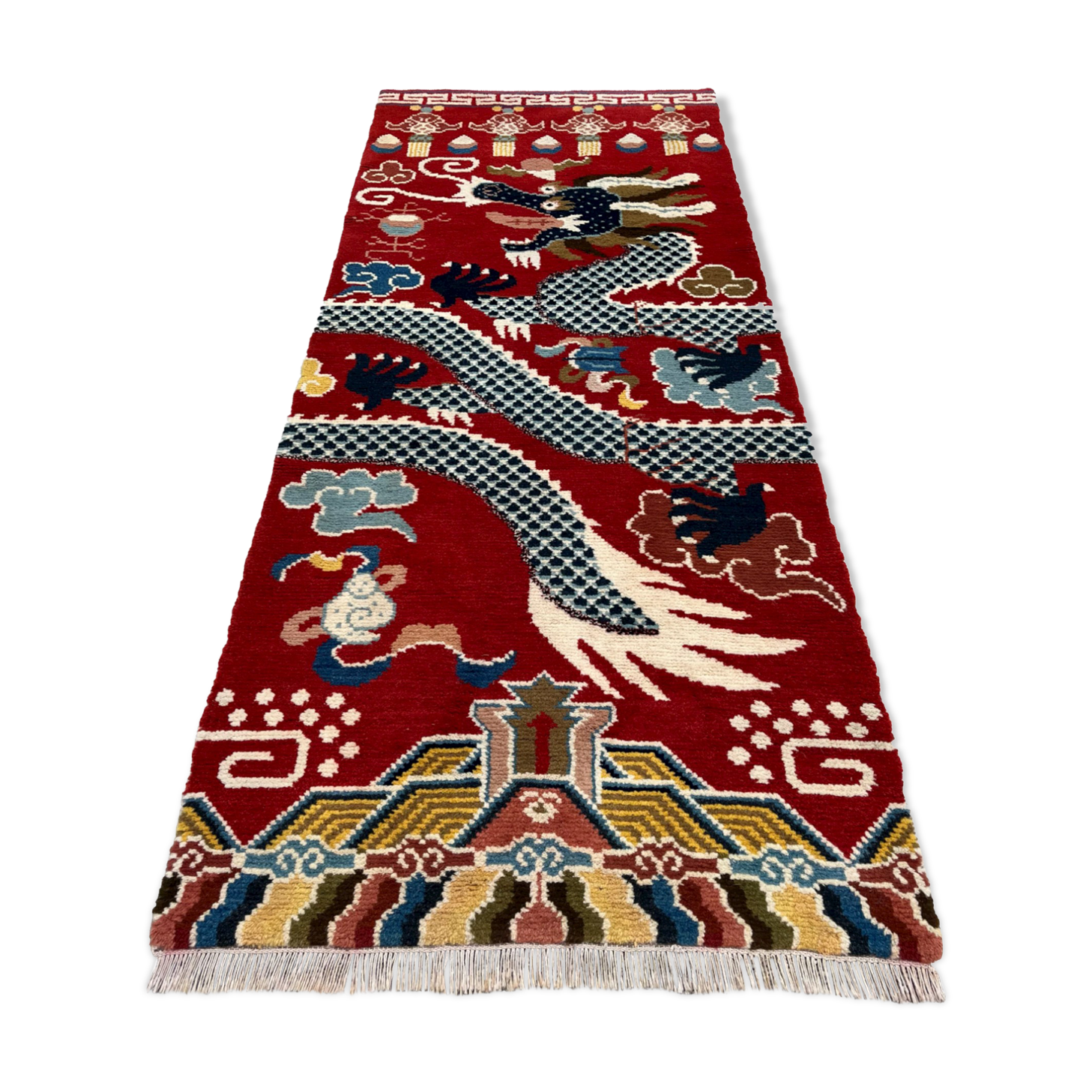 Ningxia, five-claw dragon carpet, Circa 1920
