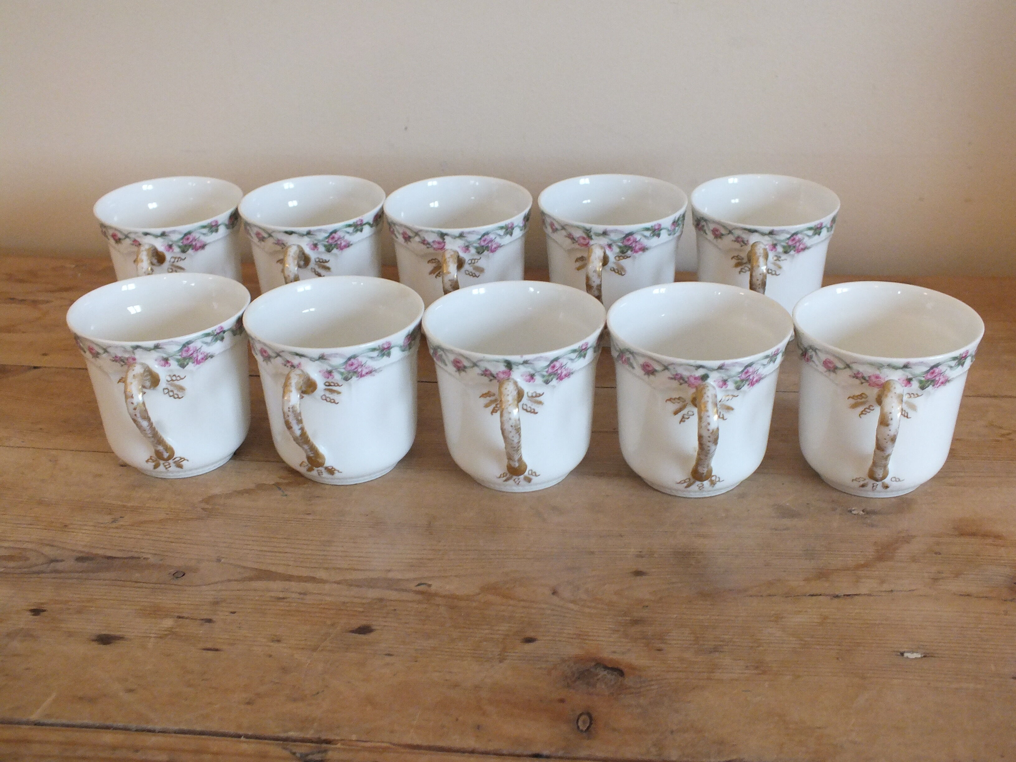 Majorelle Nancy for Haviland suite of 10 porcelain coffee cups