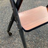 Scandinavian double-tray serving trolley with glossy lacquered top