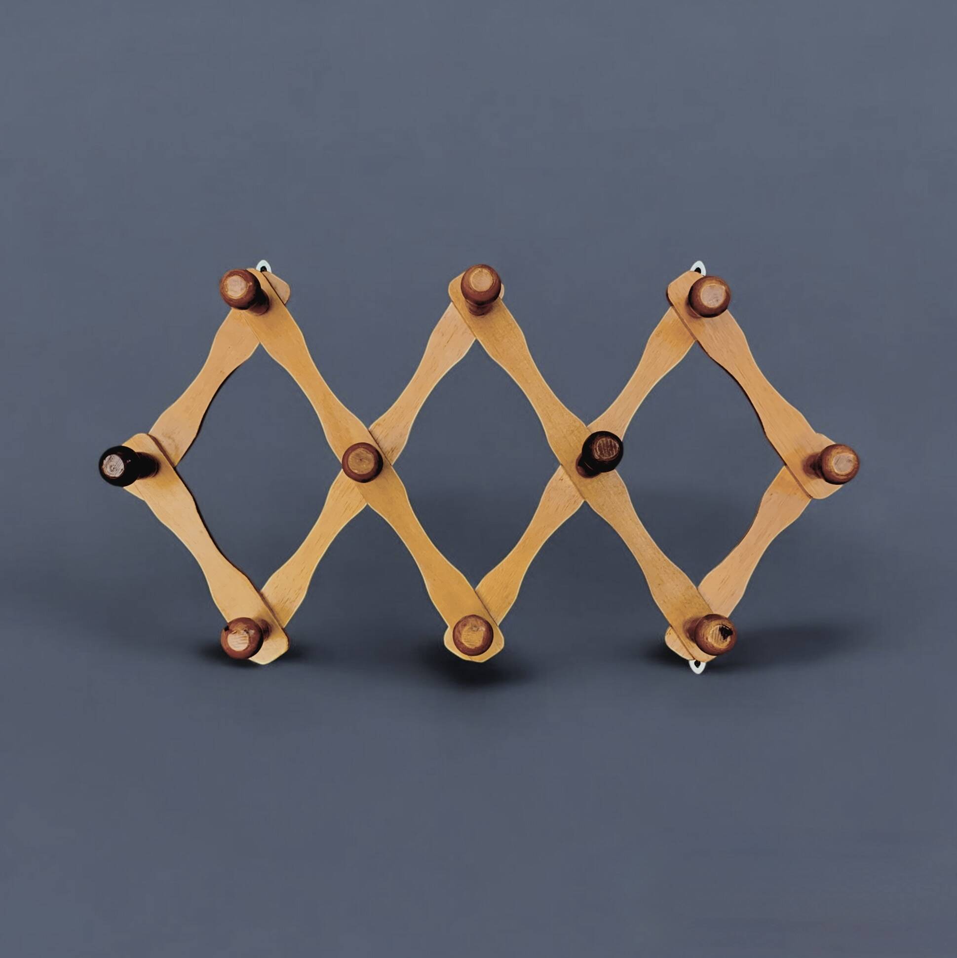 Vintage wooden accordion coat rack