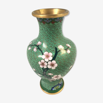 Vase cloisonné Chine décor floral antique