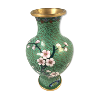 Vase cloisonné Chine décor floral antique