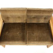 Scandinavian two-seater sofa in pine and velvet, Sweden, 1970.