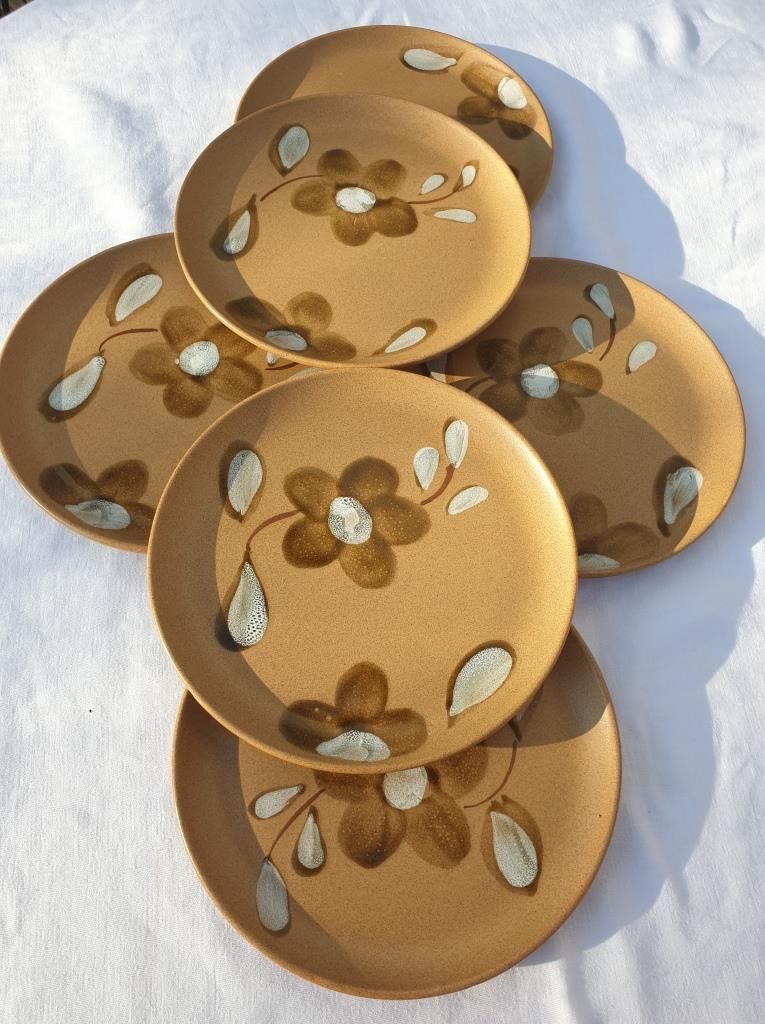 Set 6 flat plates D19.5 Nadège 1970 Sarreguemines