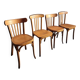 Ensemble vintage de 4 chaises bistrot françaises par Baumann & Luterma, bois de hêtre, années 1950