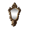 Old italian baroque mirror, made of wood gilded with gold leaf, angelot, 46 x 24 cm