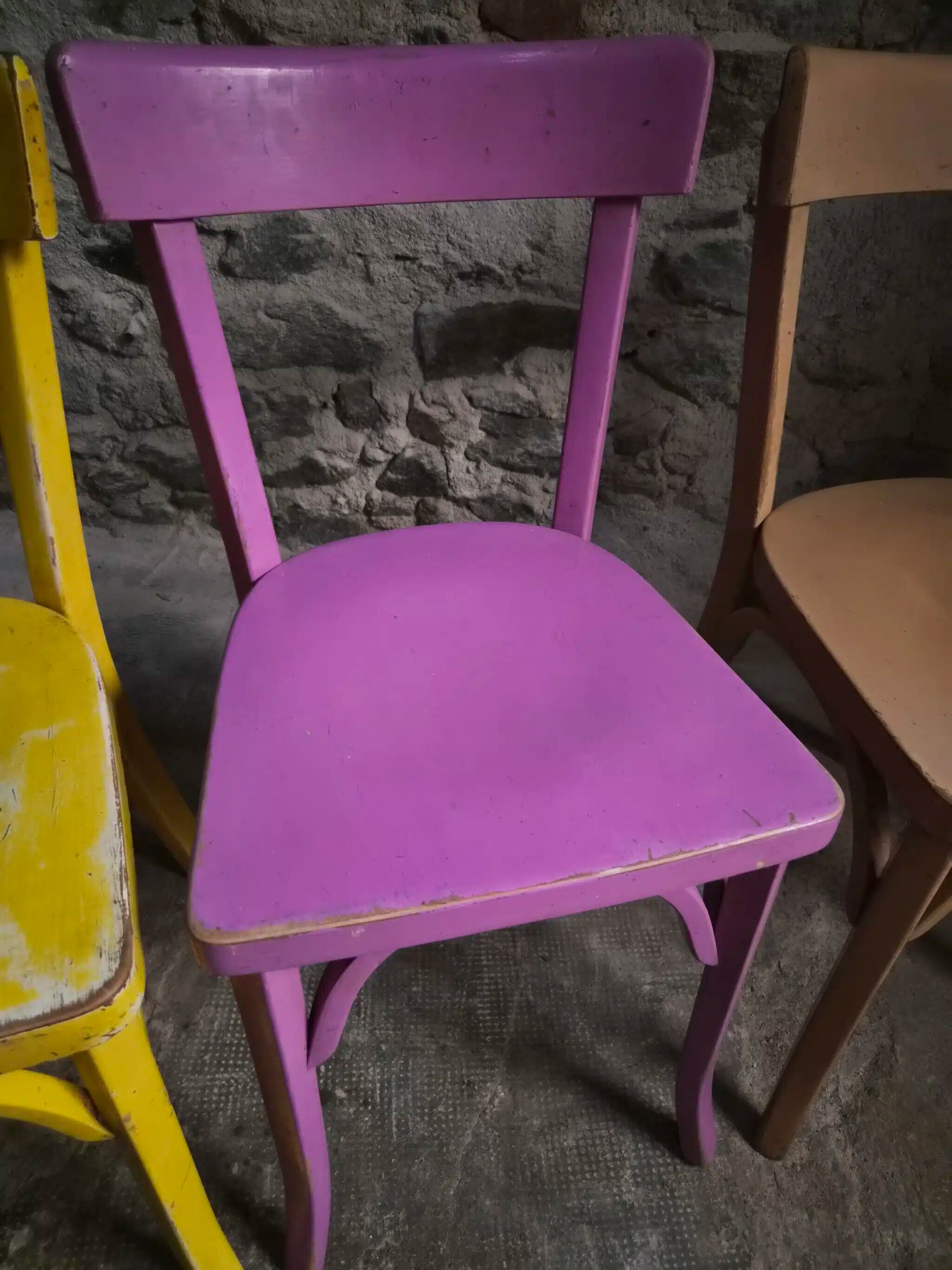Chaises bistrot françaises Baumann en couleurs variées, lot de 6, années 1950