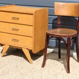 Mini commode 3 tiroirs chêne clair 1950