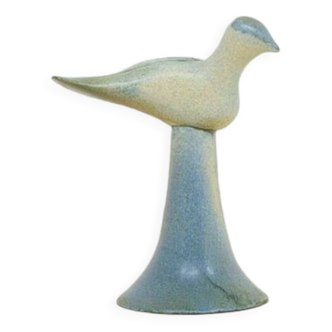 pigeon sculpture en céramique bleue