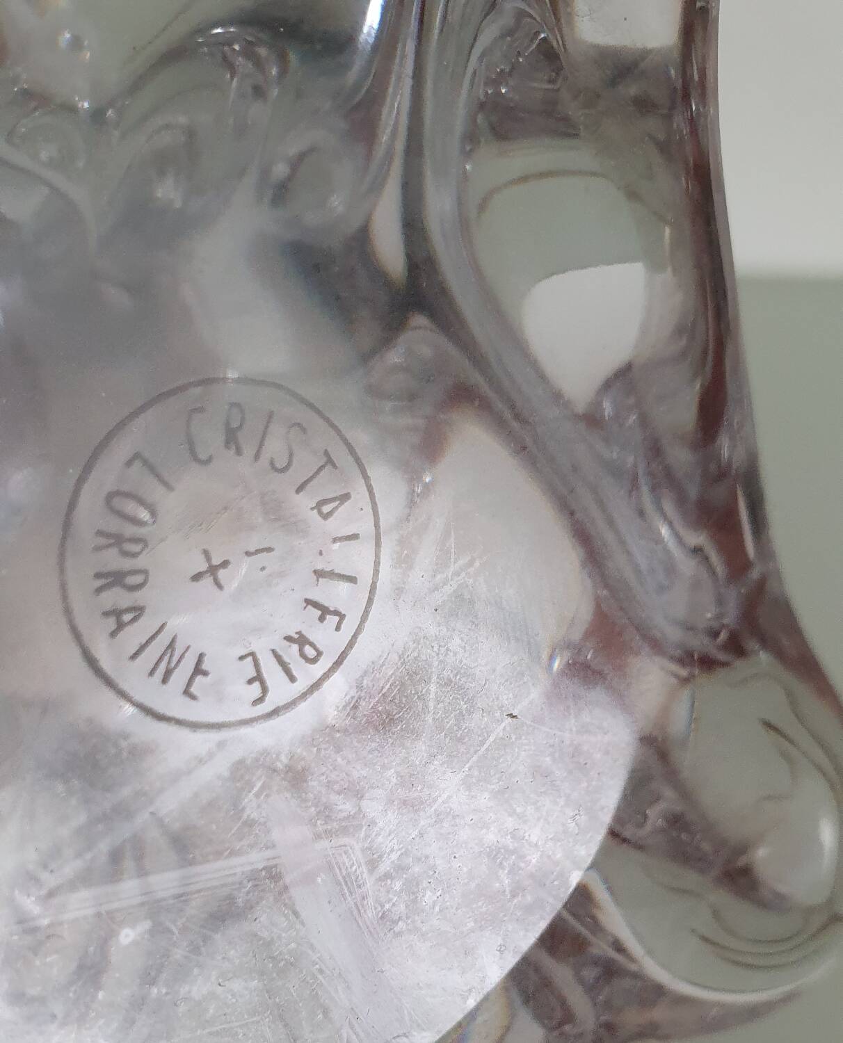 Twisted crystal lamp base - Cristallerie de Lorraine