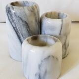 Set of 3 marble candle holders