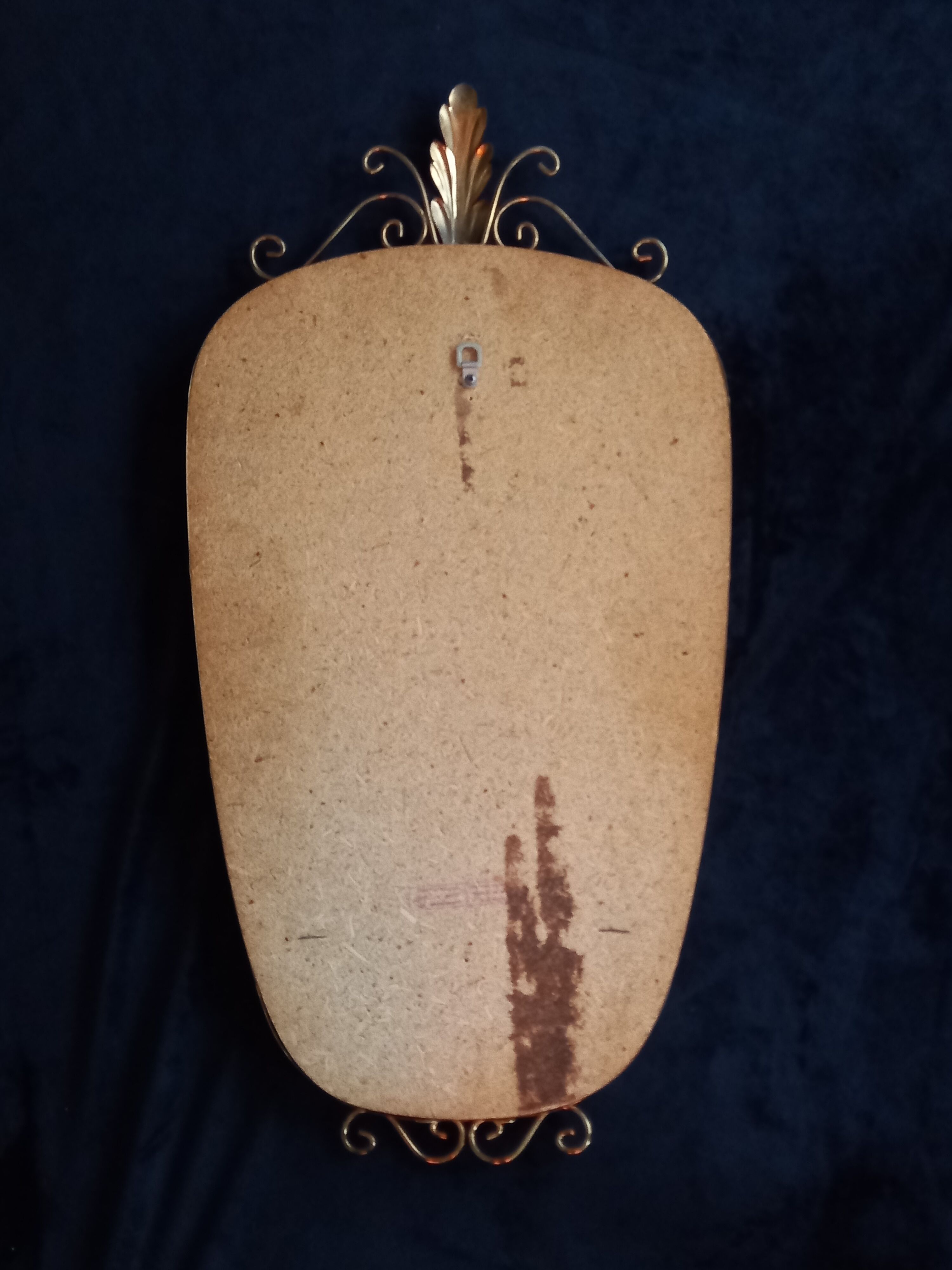 Mirror set and wall lamp in gold metal by deknudt, 1960s